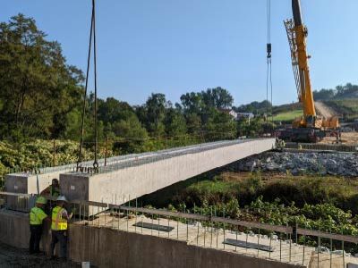 Boyer Run bridge beam placement